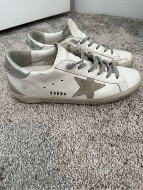 Golden Goose White Leather Super Star Sneakers
